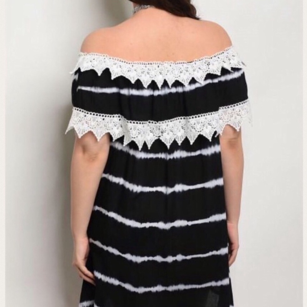 NWT Black Off-The-Shoulder Tie Dye Plus Size Dress - Picture 2 of 8